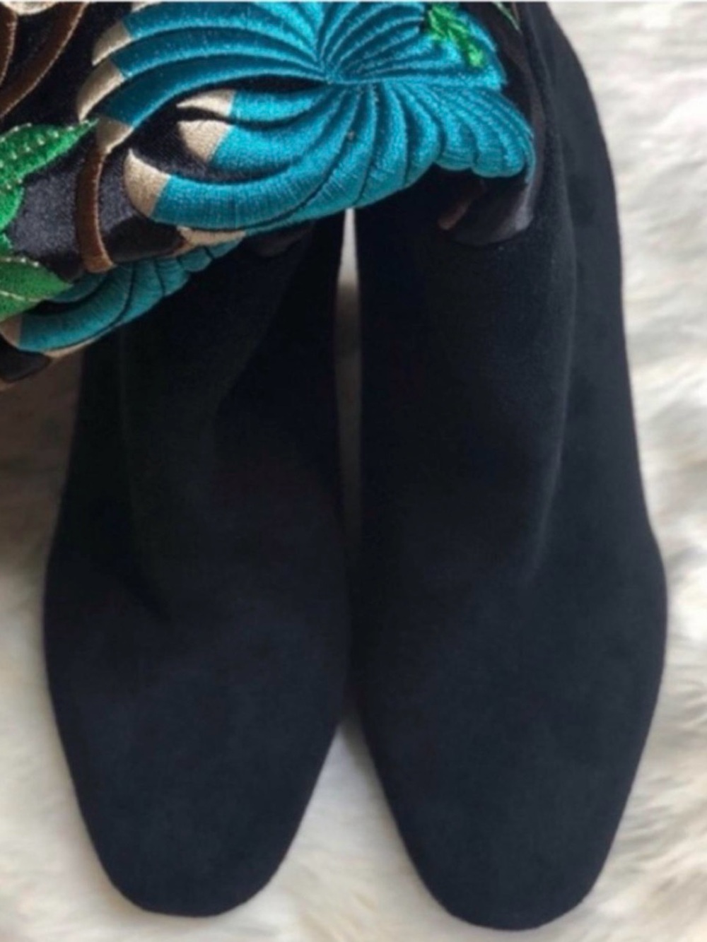 Jeffrey Campbell Floral Embroidered Black Knee-High Boots - Picture 3 of 5